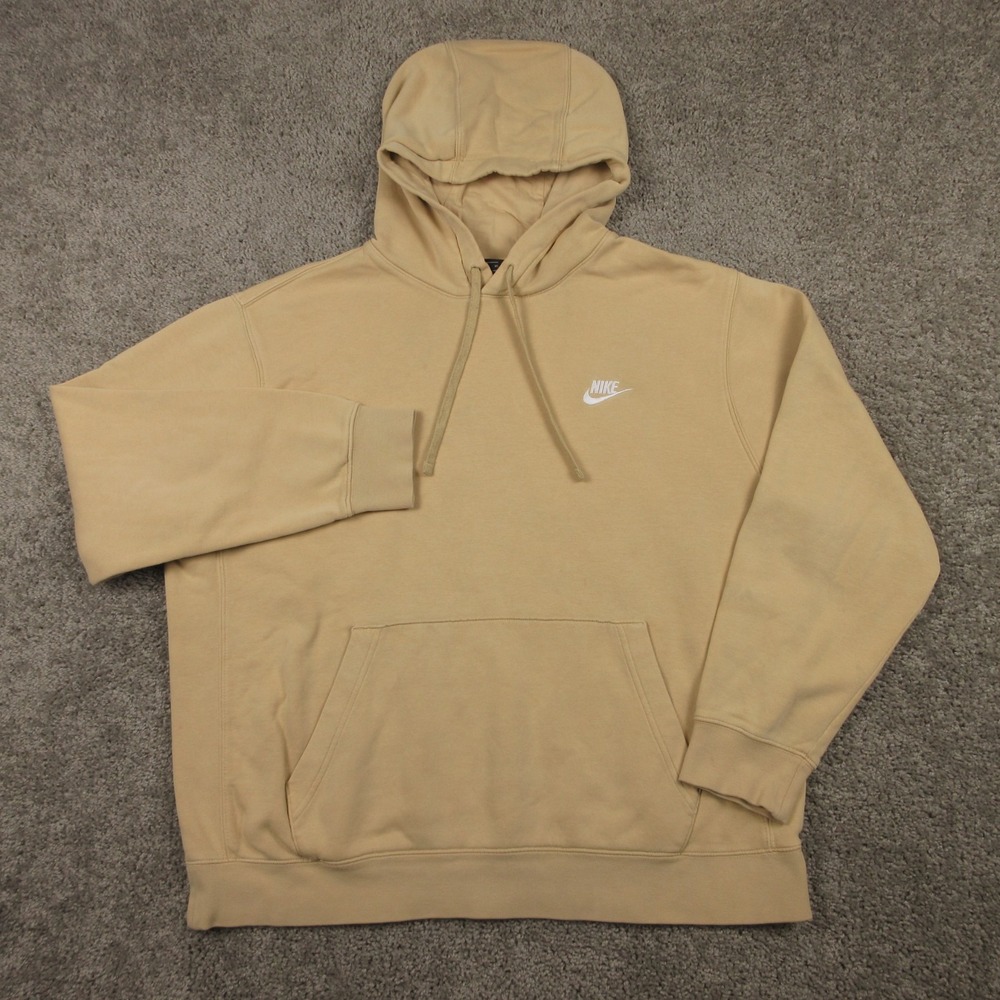 Nike Sweater Mens XL Yellow Sportswear Club Fleece Pullover Hoodie Sweatshirt